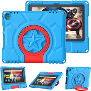 Fire HD 8 Tablet Case for Kids(12th/10th Generation, 2024/2022/2020 Release), Lainergie Lightweight Shockproof Kid-Proof Cover with Convertible Handle Stand Incompatible with Other Older Versions,Blue