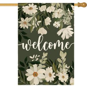 AVOIN colorlife Daisy Spring Flowers House Flag 28x40 Inch Double Sided Outside, Seasonal Floral Welcome Yard Outdoor Flag
