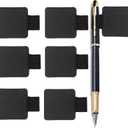 Pen Holder for Notebook, 6Pcs Pen Loop Holder Set for Notebooks Calendars, Self Adhesive Leather Black Pencil Holders with Elastic Loop for Kids Teachers Travelers Journal Planners Office with 6 Black