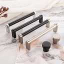 3 Inch Hole Centers, Black & Chrome Knurled Bar Kitchen Cabinet Pull Handle AP1312 | Pack of 5, Solid Hardware for Drawer, Dresser, Bathroom Vanity, Furniture Door, Cupboard, Bedroom, 3"