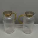 2 Pack Glass Pitcher with Lid, 68 oz/2 Liter Vertical Stripe Round Pitcher with Handle, Heat Resistant, Suitable for Refrigerator Storage, Iced Tea, Coffee, Lemonade, Juice, and Beverage Container