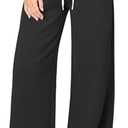 HeSaYep Women's Wide Leg Sweatpants Elastic High Waist Loose Sweat Pants Straight Leg Drawstring Trousers with Pockets (Black, Small)