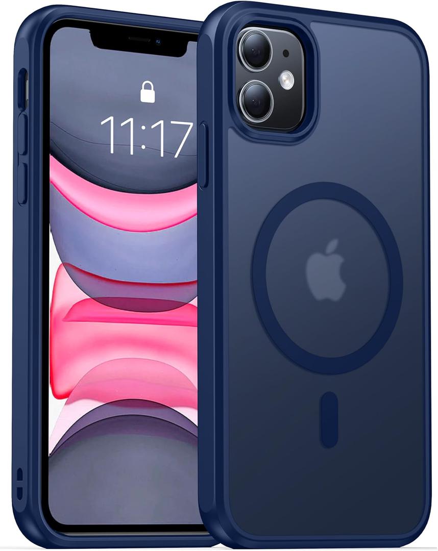 2 x Magnetic for iPhone 11 Phone Case-Compatible with MagSafe-Slim Translucent Matte-Military Grade Drop Protection Phone Case for iPhone 11 6.1",Translucent Blue