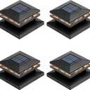 Viewsun 4 Pack Solar Post Lights, Outdoor Fence Post Cap Light Solar Powered Caps for Deck, Patio, Garden Decor, Warm White High Brightness SMD LED Lighting, Lamp Fits for 4x4 or 6x6 Wooden Posts (Black)