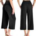 Ipletix Capri Pants for Women High Waisted Casual Wide Leg Yoga Pants with Pockets for Travel Gym Exercise, XXL