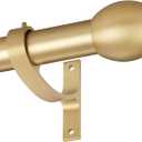 Splicing Curtain Rods for Windows 16-150 inchs,1 Inch Diameter Adjustable Splicing Metal Winbdow Curtain Rod with Aluminum Alloy Finials Brackets, Gold 