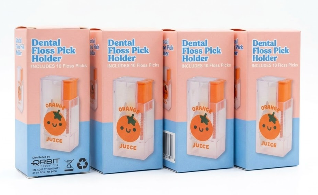 Orange Juice Box Floss Dispenser, Pack Of 4