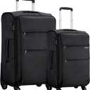 Hanke 20/28 Inch 2 Piece Luggage Sets with Spinner Wheels Expandable Luggage Large Suitcases with Wheels Lightweight Travel Luggage Rolling Suitcase with Lock Softside Checked Luggage.(Dark Gray)