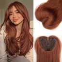Isaic 24 Inch Synthetic Hair Toppers for Women with Thinning Hair, Clip In Crown Topper Hair Extensions with Adjustable Bandage, Layered Wiglet for Natural Coverage (Copper)