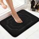 BEQHAUSE Bathroom Rugs Nonslip Bath Mat Soft & Absorbent Shaggy Bathroom Mats for Bathrooms Machine Washable Bath Rug for Shower Sink and Bathtub, Black, 16"x24"
