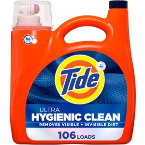 Tide Hygienic Clean Heavy 10x Duty Liquid Laundry Detergent, Original Scent, 149 fl oz, 106 Loads, HE Compatible