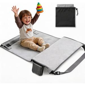 Toddler Airplane Bed, Portable Airplane Seat Extender for Kids, Toddler Airplane Travel Essentials, Foldable Toddler Travel Bed for Long Flight, Baby Airplane Bed for Toddler with Carry Bag