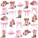 Funrous 22 Pcs Coquette Cowgirl Party Decorations Pink Western Cowgirl Hanging Swirls Boots and Bows Hanging Streamers Decorations for Rodeo Bachelorette Party Decor Baby Shower Birthday Supplies