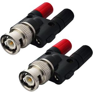 onelinkmore BNC Male Plug to 2X 4mm Dual Banana Female Jack Socket Binding Post RF Coax Coaxial Splitter Connector BNC Banana Adapter for HF Radio Antennas Oscilloscope DVM Pack of 2