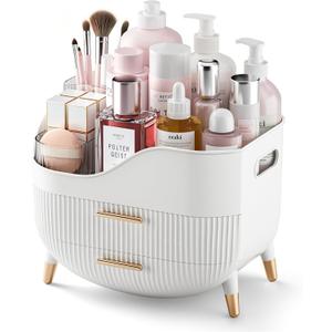 Pajiriona Makeup Organizer with Drawers,Skincare Organizer for Vanity,Storage Box with Handle,Large Cosmetic Display Case for Dresser, Bathroom Countertop
