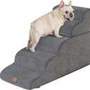 Made4Pets Dog Stairs Ramp for High Bed 22.8" H, 5-Step Pet Stairs for Bed Couch Sofa Climbing, 35D Foam Pet Steps for Small Dogs and Cats, Non-Slip Bottom Dog Steps, Grey