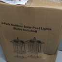 Brilvibera Solar Post Lights 2 Packs, Waterproof Post Lantern with Pier Mount Base, Aluminum Post Lamp Warm White Bulb Included for Yard Garden Pillar Pole Pathway