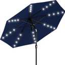 AreShark 9FT Patio Umbrella with Solar Lights, 32 Lighted Pool Umbrella w/Tilt and Crank, Outdoor Market Solar Umbrellas for Garden, Deck, Backyard, Pool and Beach, Navy