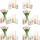 Glass Hurricane Candle Holder Set of 30, Hewory Tall Cylinder Vase for Centerpieces, Clear Glass Votive Candle Holders for Pillar Candles, Floating Candles Holder for Table Centerpieces Wedding Decor (M+L+XLD2.5"x H6" + D3.3"x H7.8" + D3.7"x H10")