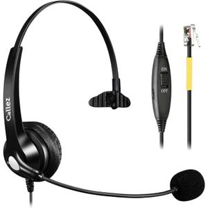 Callez RJ9 Phone Headset Office Telephone Headset with Microphone Noise Cancelling for Yealink T23G T33G T40G T46G T46S T48S T46U T48U T53W T57W Grandstream GXP2135 GXP2160 GXP2170 Avaya Panasonic (Black)