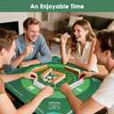 Mahjong Mat for Table with Carrying Bag, 32.4" x 32.4" Non-Slip Neoprene Mahjong Mat with Rules, Noise-Reducing Gaming Mat for Mahjong, Poker, Cards, Board and Tile Games - Green