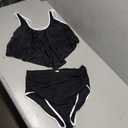 Women High Waisted Bikini Swimsuit Plus Size Flounce Top Vintage Tummy Control Bottom Two Piece Tankini Bathing Suits, XL