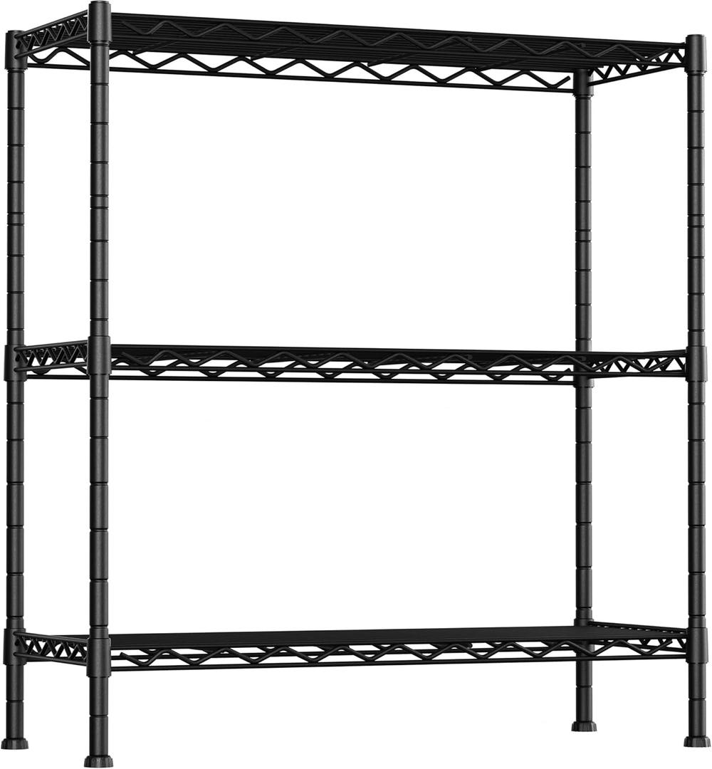 Soywey 3-Shelf Adjustable Heavy Duty Storage Shelves,36" Wx14 Dx35.8 H Metal Organizer Wire Rack for Laundry Bathroom Kitchen Pantry Closet Garage Shelving Black