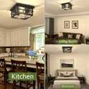 Asnxcju Modern Outdoor Ceiling Light Fixtures, 2-Light Black Flush Mount Light Fixtures with Clear Glass Shade, Farmhouse Square Ceiling Lighting for Porch Bathroom Kitchen (Bulbs Not Included)