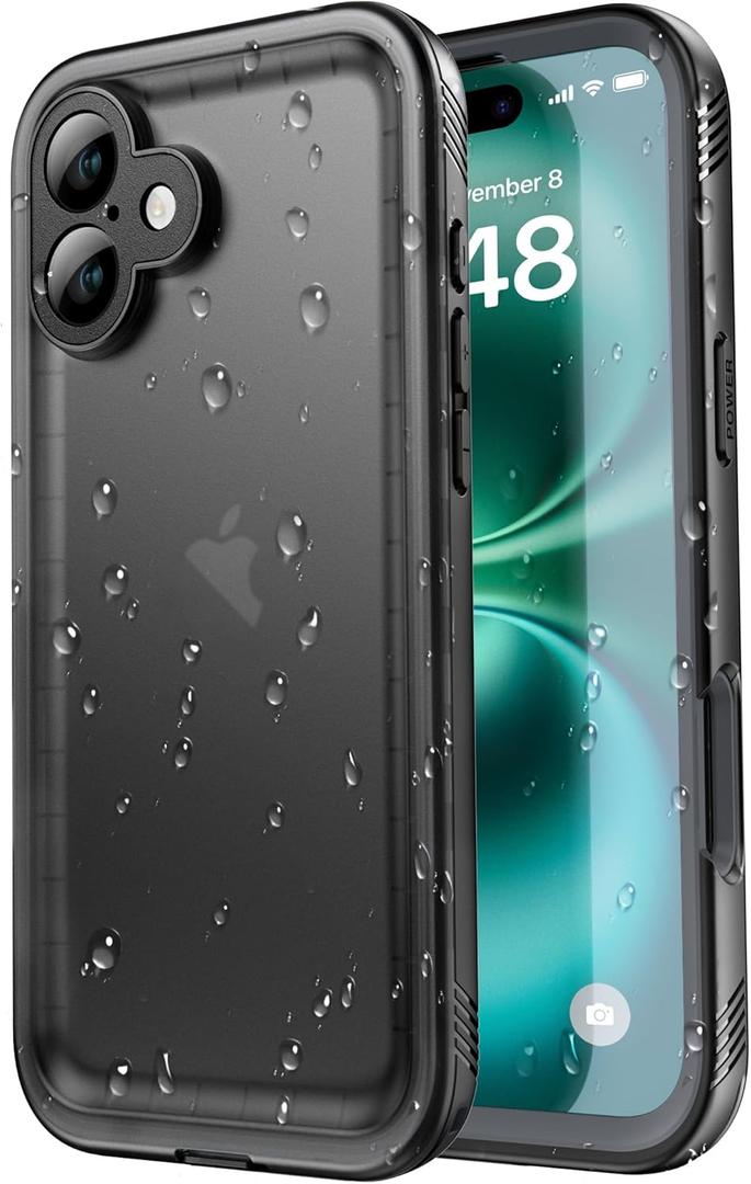 SPORTLINK for iPhone 16 Waterproof Case - Shockproof Dustproof Case with Built-in Clear Screen Protector, Full Body Heavy Duty Sealed Protective Cover for iPhone 16 6.1" (for iPhone 16 (6.1"), Black)