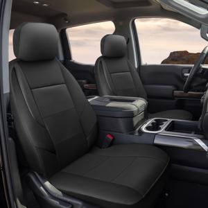GIANT PANDA Front Car Seat Cover Customized Fit Chevy Silverado 1500 2500 3500 Trucks Seat ProtectorsFaux Leather (Black) 2-Pack (Built-in seat belt (not compatible))