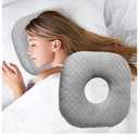 Wuronsa Ear Piercing Pillow for Side Sleepers with an Ear Hole for CNH and Ear Pain Ear Inflammation Pressure Sores, Cotton O-Shaped Side Sleeping Pillow, Ear Guard Pillow