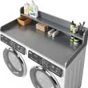 2-Tier Washer and Dryer Countertop with 2.75" H Guard,54" W x 27.5" D Laundry Countertop Cover with Non-Slip Pad,Large Space Laundry Topper for Folding Clothes Over Washer and Dryer-Standard-2 Tier (54"Wx27.5"Dx12"H), Grey