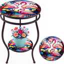 Outdoor Side Table Round with Storage Weather Resistant Easy Clean, 15 inches