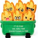 Emotional Dumpster Plush  Funny Dumpster Desk Accessories with 6 Fire Plushies, Cute Stuffed Doll Gift for Women Coworkers Office Decor (Green)