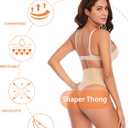 Werena Tummy Control Thong Shapewear for Women Seamless Shaping Thong Panties Body Shaper Underwear (Beige, L)