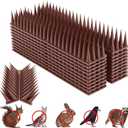 Bird Spikes, 20 Packs Bird Deterrent, Raccoon and Squirrel Deterrent, for Outdoor Repelling Birds and Reptiles, Squirrel Spikes for Fences and Roofs to Keep Birds Away（Brown）