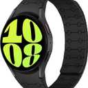 Amizee No Gap Bands Compatible with Samsung Galaxy Watch 7 6 5 4 FE Band 40mm 44mm/Watch 6 Classic 43mm 47mm/Watch 5 Pro 45mm/Watch 4 Classic, 20mm Magnetic Silicone Strap for Women Men, Black