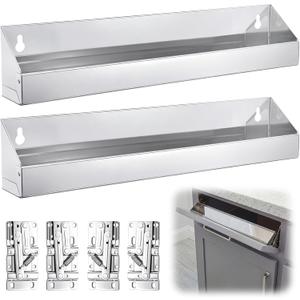 2 Set 19 Inch Stainless Steel Sink Tip-Out Tray Kit, Silver