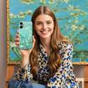 Compatible with iPhone 16 Plus Case,Almond Tree Artistic Flower Paintings by Van Gogh,Soft TPU Slim Protective Cover