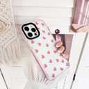 NITITOP Compatible with iPhone 15 Pro Case Cute Clear for Women Girls Pink Love Heart Pattern Ultra Slim with Bumper Protector Soft TPU Anti-Yellow Protective Cover - Pink Heart