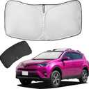 for 2025 Toyota RAV4 Sun Shade Sunshade Windshield Cover 4-Layers Front Window Shade for RAV-4 2019-2024 2025 Custom Fit Sun Visor - 240T Retractable Shade Blocks UV Rays Car Accessories