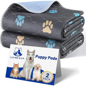 Aitmexcn Washable Puppy Dog Pee Pad, 2PCS 100% Waterproof Whelping Training Mat for Puppy/Senior Dog, Fast Drying Reusable Puppy Pads for Indoor, Outdoor and Car Travel 36'' x 36''