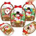 Fuutreo 25 Pcs Christmas Gift Bags Transparent Santa Sealing Pouches with Handles Resealable Merry Christmas Plastic Favor Bags for Holiday Party Candy Gift Wrapping Supplies Decoration(Xmas)