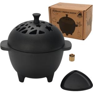 Cast Iron Incense Burner - Cast Iron Incense Holder Mini Cauldron for Sage, Palo Santo, Resin, Charcoal & Japanese Incense | Home, Rituals & Meditation Censer Bowl