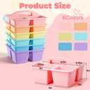 5 x Kathfly 6 Pack Classroom Caddy Organizer with Handle, Plastic Art Craft Cleaning Caddy Bulk, Small Multipurpose Supply Organization Storage Basket for Table Desk Office Pencil Teacher (Macaron Color)