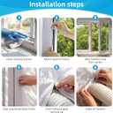 2 Pcs Portable Air Conditioner Window Seal Kit 157'' for Casement Air Exchange Guards with Zip and Adhesive Fastener Works Works with Tumble Dryer, Keep House Cool