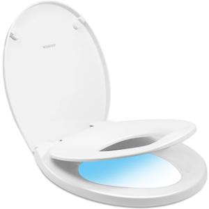 WSSROGY Round Toilet Seat with Slow Close Seat, Easy Clean, Plastic, White, Suitable Standard Round Toilet