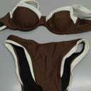 SUUKSESS Women Color Block Underwire Bikini Sets Cheeky High Cut 2 Piece Swimsuit (Medium, Black White)