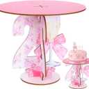 Pink 21st Birthday Cake Stand for Her 12 Inch Wood 21st Birthday Decoration Cupcake Display Holder Pink Table Centerpieces Party Supplies Champagne Wine Bottle Decor