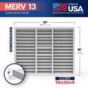 BNX TruFilter 16x20x4 (15.5 x 19.5 x 3.63 Slim Fit) MERV 13 Air Filter (2-Pack) - MADE IN USA - Air Conditioner HVAC AC Furnace Filters Health, Allergies, Mold, Bacteria, Smoke, MPR 1900 FPR 10